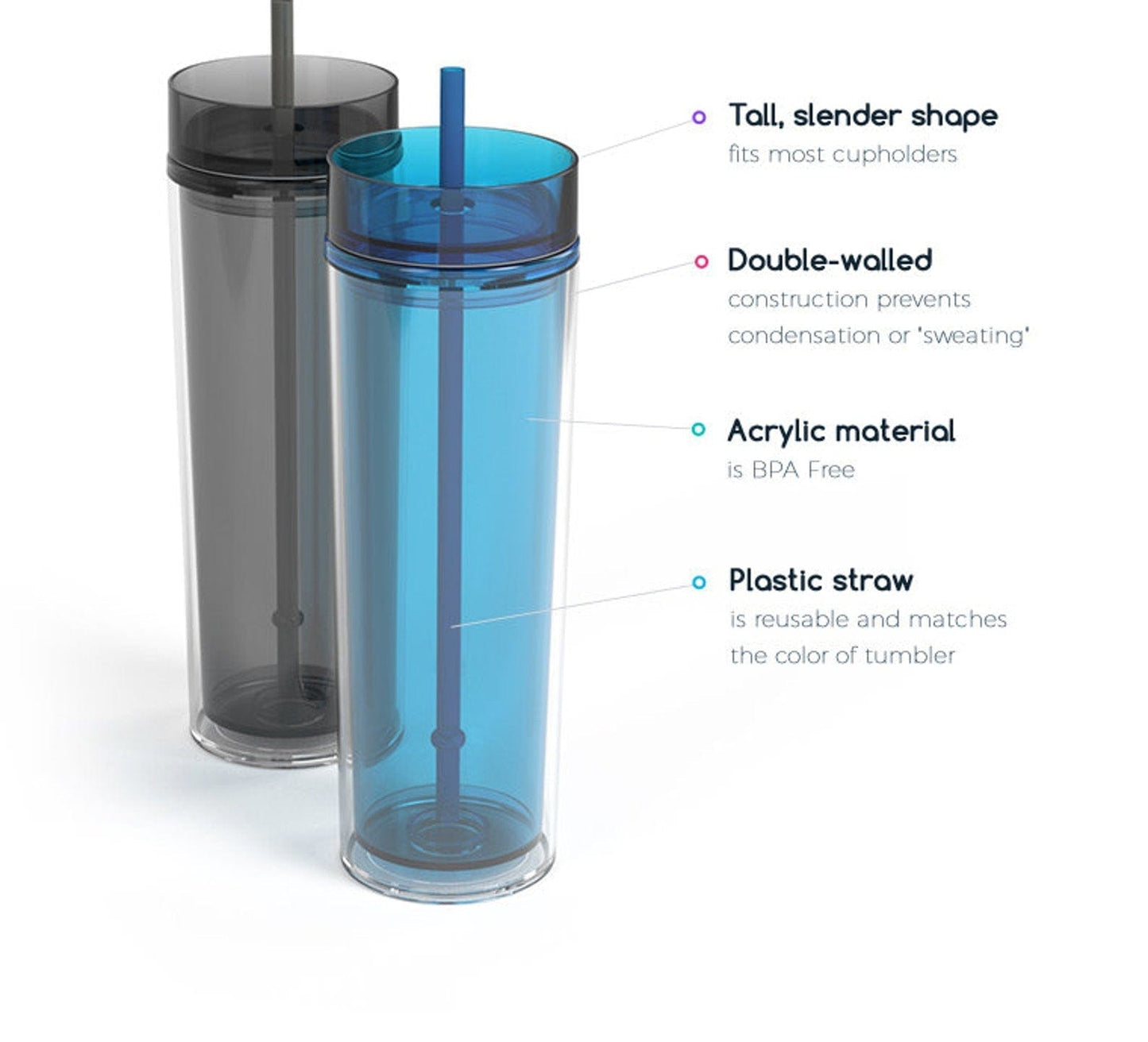 Bling That! Tumblers Maars 16oz Acrylic Skinny Tumbler