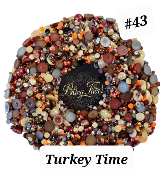 Turkey Time #43 Pearl Rhinestone Mix